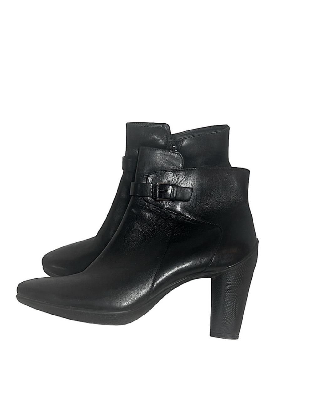 Black Leather Sculptured 75 Mid Cut Zip Boots Size 40✨